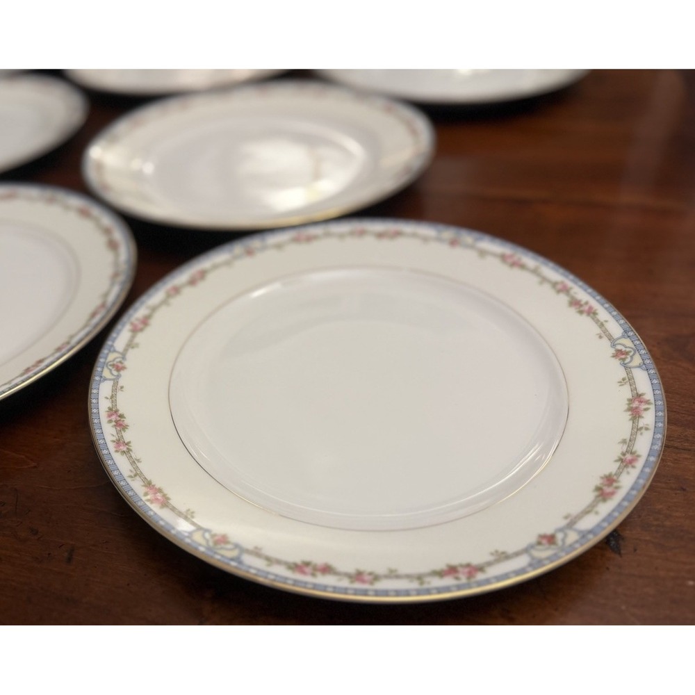 Set of 8 Vintage‎ Noritake Kenmore Dinner Plates 10" Fine China Pink Rose Japan